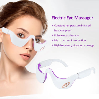 EMS Micro Current Pulse Eye Massager - Heating Therapy Beauty Device for Eye Fatigue Relief, Dark Circle Fading, and Anti-Wrinkle