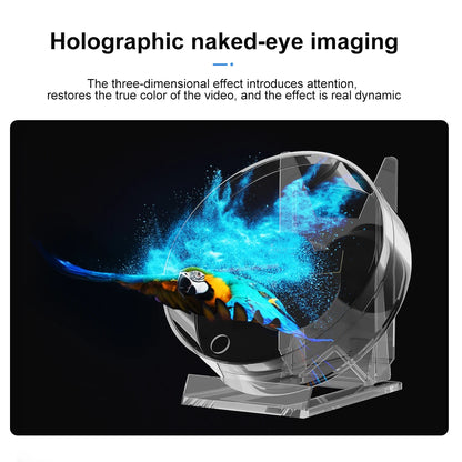 3D Holographic LED Fan Screen - Desktop Model with Audio Playback and Transparent Cover, Holographic Advertising Lights