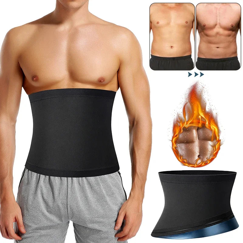 Men's Abdomen Reducer Sauna Body Shaper - Fitness Sweat Trimmer Belt, Waist Trainer Corset for Belly Slimming - Waist Shapewear