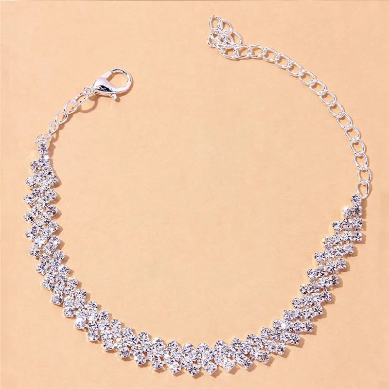 Crystal Cubic Zirconia Anklet Bracelet: Luxury Foot Accessories for Engagement, Wedding & Fancy Sandals