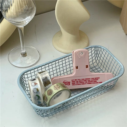 Metal Storage Basket | Desktop Sundries Organizer for Makeup, Stationery, and Photocard Storage | Office and Home Supplies