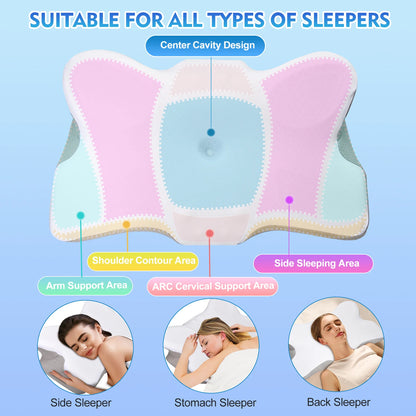 Pulatree Odorless Orthopedic Memory Foam Pillow - Ergonomic Neck & Shoulder Pain Relief, Cervical Sleeping Pillow