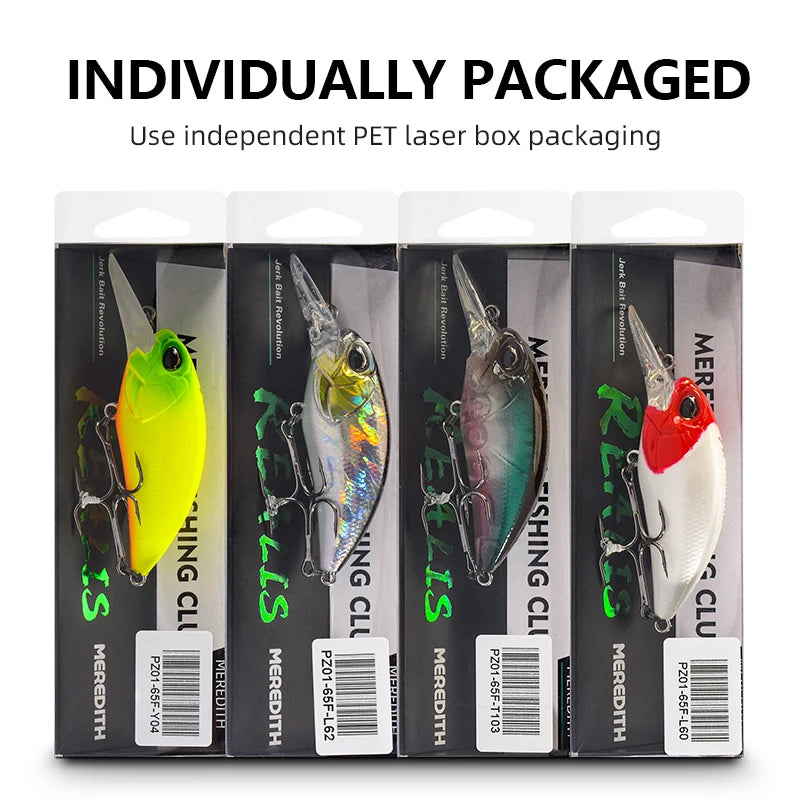 MEREDITH JERK CRANK M65 Floating Fishing Lure – 14g Hard Bait Wobbler in 11 Colors | Professional Quality with Depth of 2.0-2.5m