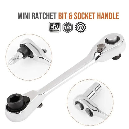 Mini Ratchet Wrench Double Ended - Quick Socket Screwdriver Hex Torque Wrenches for Hand Repair, Compact Tool