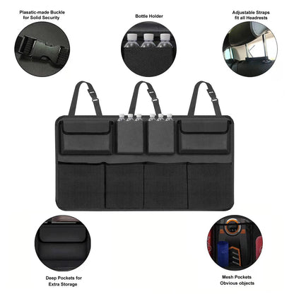 Car Trunk Organizers: Backseat Hanging Storage with 8 Large Bags - Space-Saving SUV/Truck Trunk Organizer