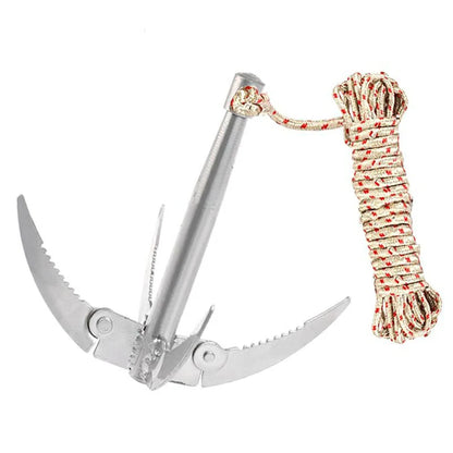 Outdoors Grappling Hook Survival Tool with Rope - Folding Boat Anchor, Sturdy and Durable for Canoes and Small Boats