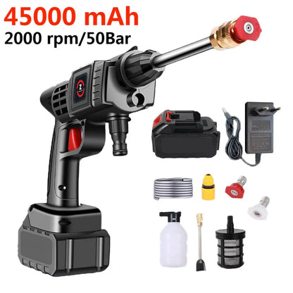 200W 50Bar Cordless High Pressure Car Washer Spray Water Gun - Foam Generator and Car Washing Machine for Home with 20000mAh Battery