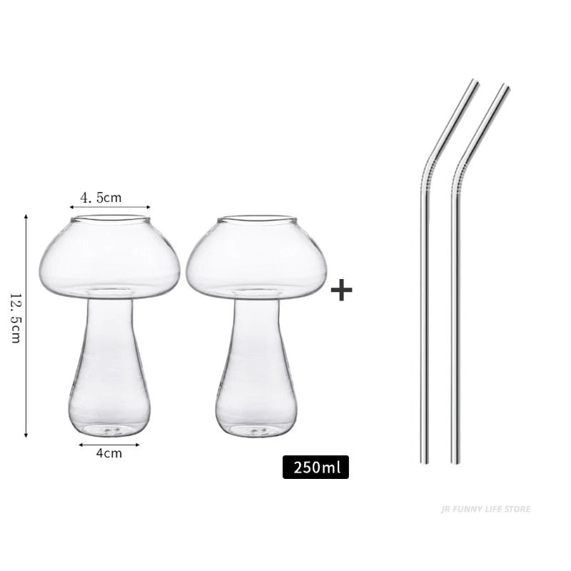 Mushroom Cocktail Glass with Straw - Creative Clear Wine and Beer Glass, Ideal for Coffee & Drinks, Bar Drinkware Tool