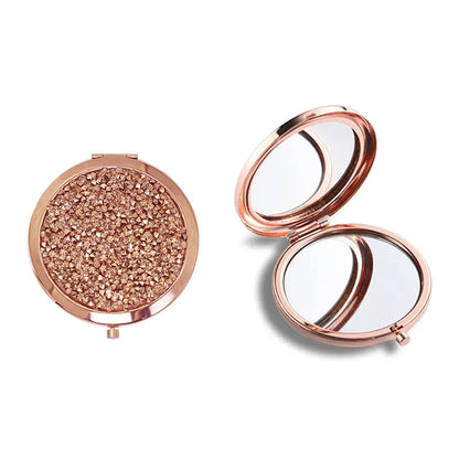 Bling Mini Makeup Pocket Mirror: Customizable Compact Cosmetic Mirror