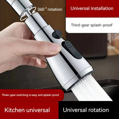 360° Kitchen 3-Step Adjustable Tap Splashproof Extender - Universal Booster Sprayer with Swivel Spout for Household Use