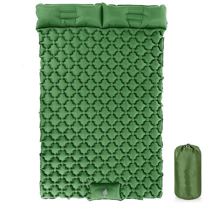 Double Camping Sleeping Pad with Self-Inflating Mat and Pillow - Outdoor Hiking Mattress for 2 Persons Travel Bed Air Mat