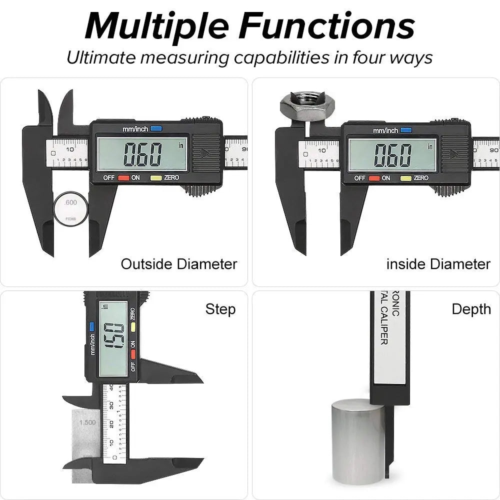 150mm 100mm Electronic Digital Caliper - Carbon Fiber Dial Vernier Gauge Micrometer Measuring Tool, Digital Ruler