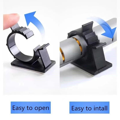 Self-Adhesive Cable Organizer Clips | Adjustable Cord Holder for Table, Car, PC, TV | Wire Management Clamp for Charging - Easy Cable Winder