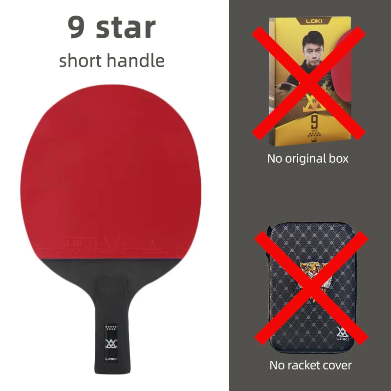 LOKI 9 Star Professional Table Tennis Racket - 5+2 Carbon Ping Pong Paddle with Sticky Rubbers, Ultra Offensive, Available in 6/7/8/9 Star Ratings