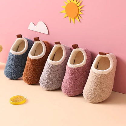 Kids' Cotton Slippers - Warm Plush Winter Home Shoes for Boys and Girls, Soft Sole Indoor Footwear with Anti-Slip Protection