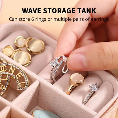 Mini Jewelry Storage Box - Portable Travel Earrings Necklace Organizer for Women, PU Leather Display Case