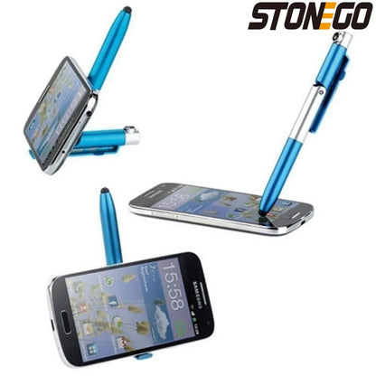 STONEGO 4-in-1 Multifunction Foldable Pen Stylus with Flashlight & Support - Ideal for Tablet and Cellphone