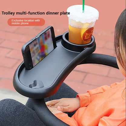 Versatile 3-in-1 Baby Stroller Tray with Phone Stand | Dinner Table Accessories for Toddler | Convenient Plate, Bottle & Cup Holder Set