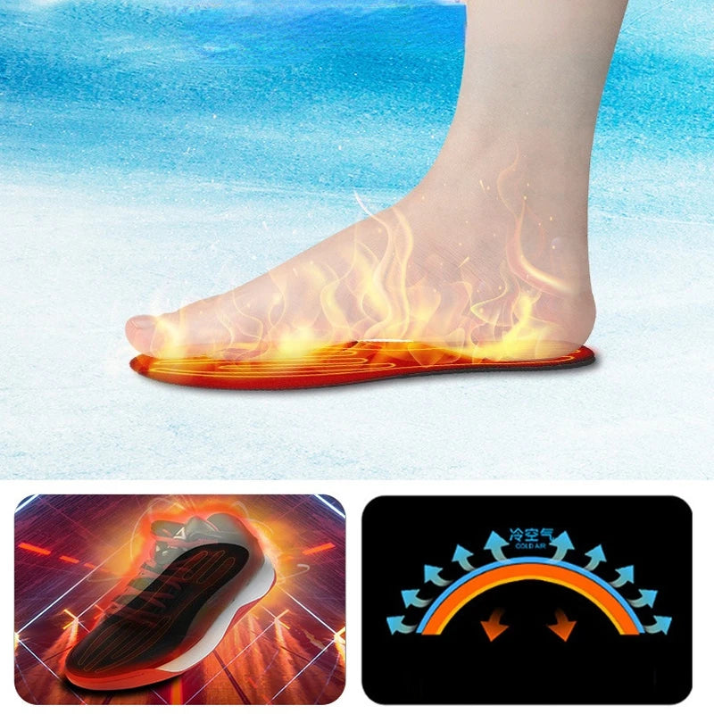 USB Rechargeable Heated Insoles, Customizable Size 35-46 - Electric Heating Shoe Pads for Skiing & Winter, Foot Warmers