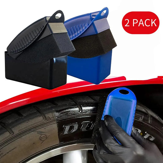 2-Piece Car Tire Cleaning and Polishing Kit - Wheel Rim and Tyre Detailing Pad for Shine and Contour Dressing