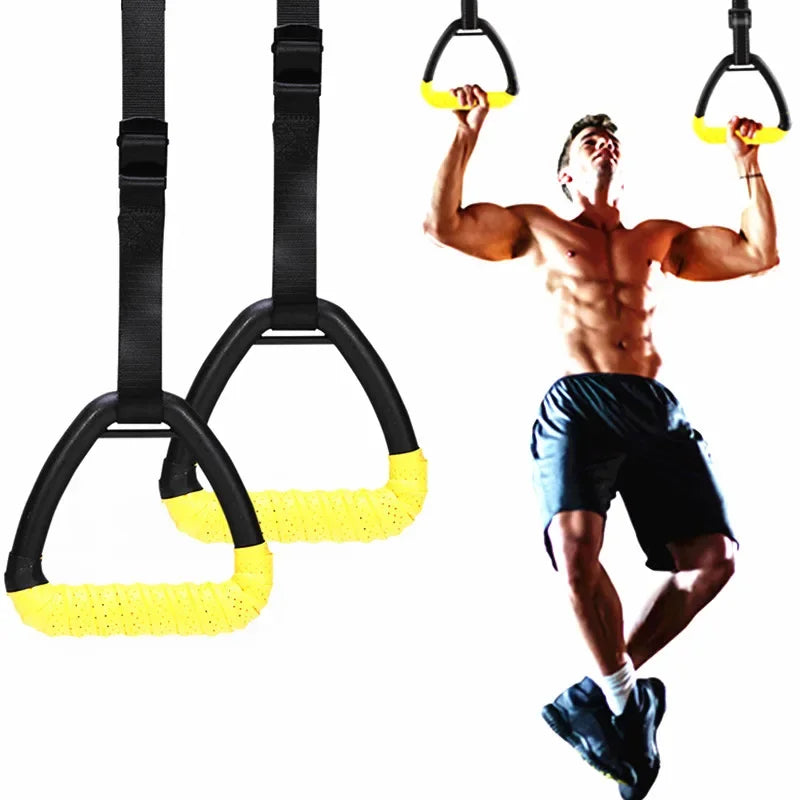 Adjustable Gymnastic Rings with Straps - Pull-Up Handle Rings for Home Workouts, Strength Training Fitness Equipment for Children and Adults