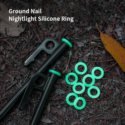 Luminous Silicone O-Ring for Tent Nails - Outdoor Ground Nail Warning Ring, Available in Packs of 10, 50, 100pcs