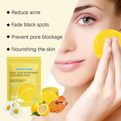 40-120pcs Turmeric and Kojic Acid Cleansing Pads - Exfoliating Facial Sponges for Deep Cleansing and Washing