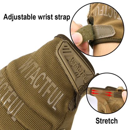 Outdoor Tactical Gloves - Touch Screen Compatible, Full Finger Anti-Skid Mittens for Training, Climbing, Shooting, Hunting, Riding and Cycling