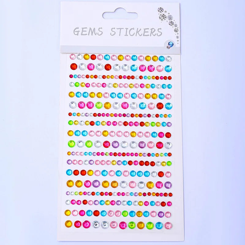 Music Festival Party Face Jewelry Decoration: Rhinestone Crystal Kids Toys DIY Diamond Stickers - Eye Makeup Self-adhesive Nail Stickers