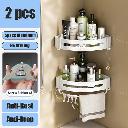 Shower Corner Shelf Caddy - No Drill Rust-Proof Organizer for Bathroom, Corner Wall Shelf and Shampoo Holder