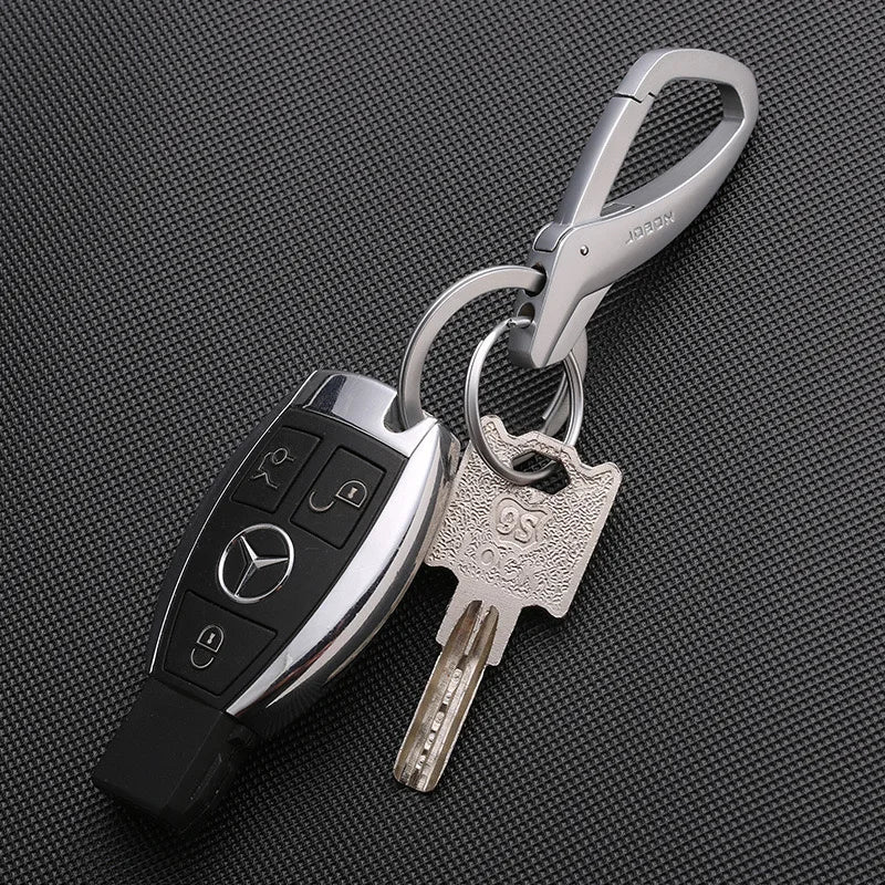 High Quality Zinc Alloy Keychain - Simplicity Waist Hanging Double Ring Metal Key Chain for Men and Women