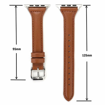 Slim Leather Strap for Apple Watch – 44mm, 40mm, 41mm, 42mm, 45mm, 49mm, Fits Series 3-9, SE, Ultra 2, Women's Wrist iWatch  Bracelet