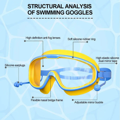 Kids Anti-Fog Swim Goggles - Clear Vision, Leak-Free Design for Boys & Girls (Ages 3-15) | Perfect for Pool, Beach, & Swimming Fun