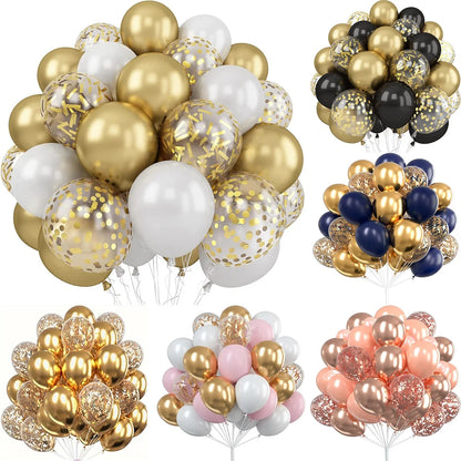 30Pcs 12 Inch Metallic Gold and Pearl White Balloons - Gold Confetti Balloons for Birthday and Wedding Party Decorations