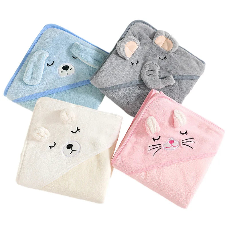 Cartoon Animal Baby Bath Towels: Soft Newborn Hooded Towel Blanket for Toddler Bathrobe - Warm Sleeping Swaddle Wrap for Boys and Girls