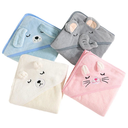 Cartoon Animal Baby Bath Towels: Soft Newborn Hooded Towel Blanket for Toddler Bathrobe - Warm Sleeping Swaddle Wrap for Boys and Girls