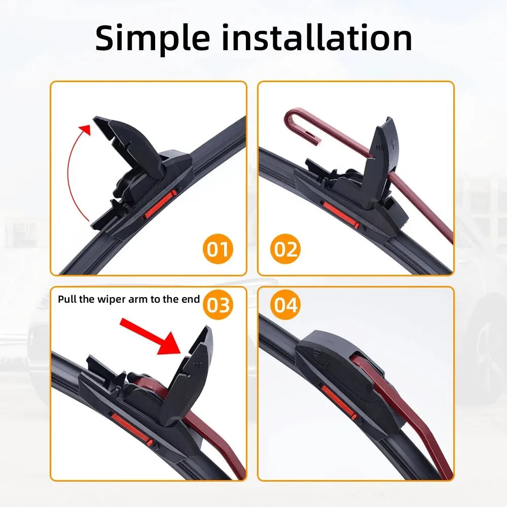 Universal Car Windshield Wiper Blades: Double Layer Soft Rubber - Easy Install Automotive Replacement Wipers (18", 22", 24", 26")