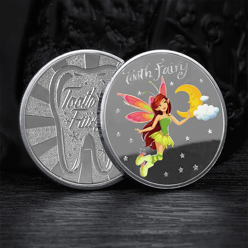 Colorful Tooth Fairy Coin - Gold Plated Commemorative Metal Gift for Kids, Lucky Collectible Coin