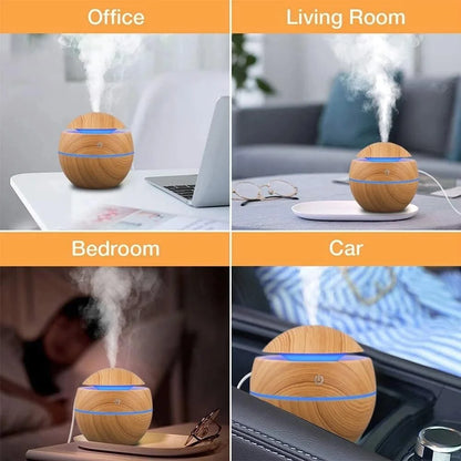 Ultrasonic Wood Aroma Diffuser Humidifier - Electric Air Humidifier with Essential Oil Aromatherapy for Bedroom Cool Mist Maker