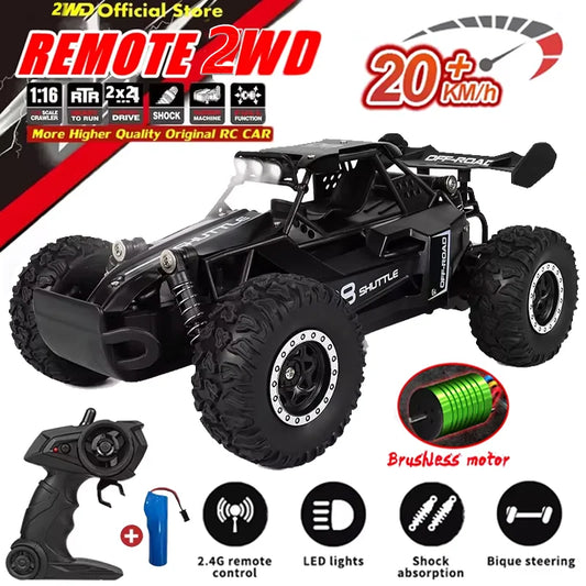 2024 New 1:16 Scale RC Car with LED Lights - 2.4GHz 2WD Off-Road Remote Control Climbing Vehicle, Drift Toy for Boys