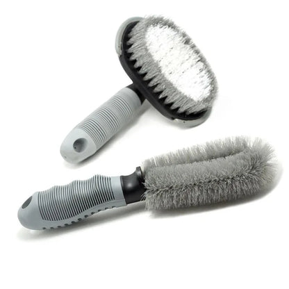 Car Wash Cleaning Brush with T-Bend Handle: Nylon Bristle Wheel Hub Gap Cleaning Tool - Car Detailing, Special Tire Brush