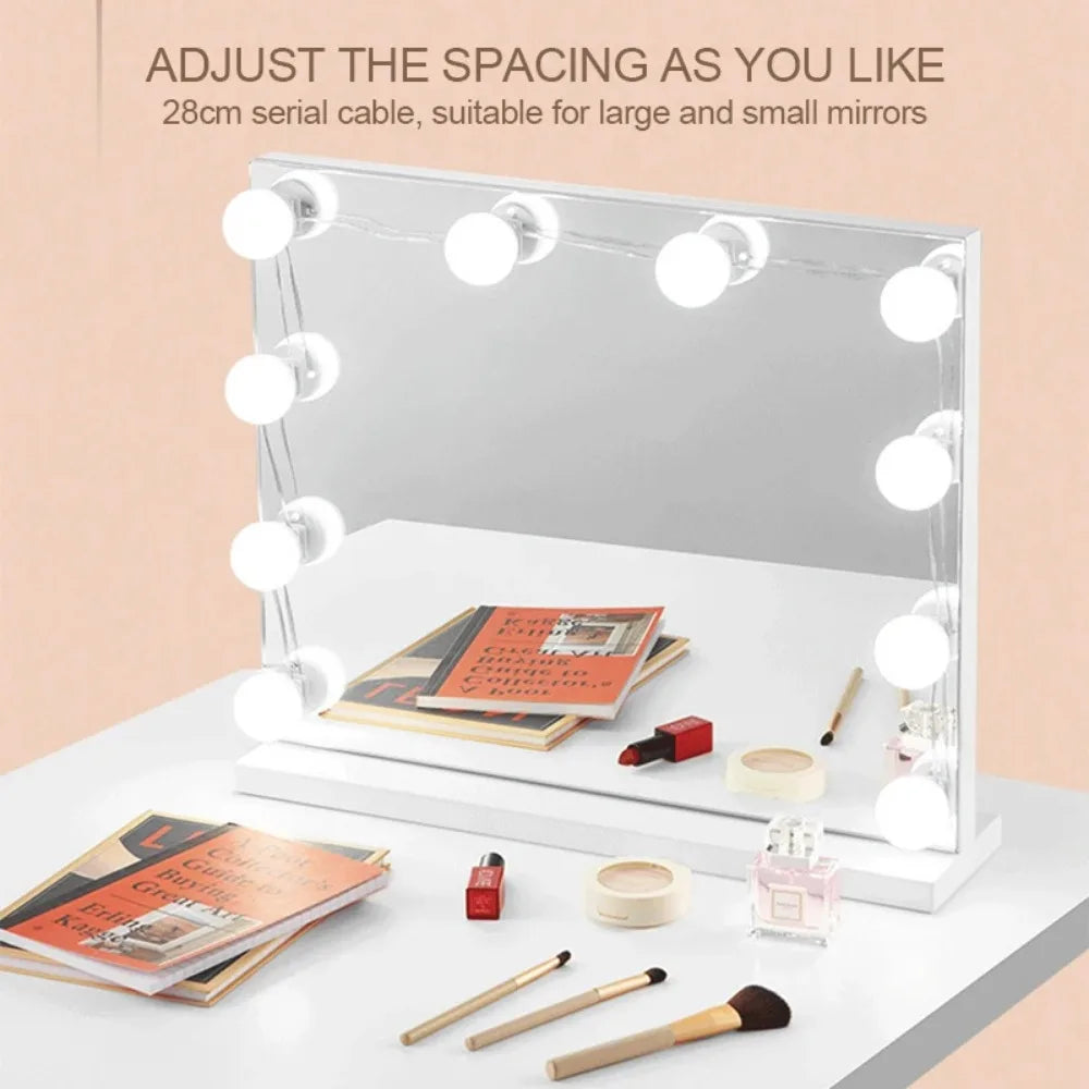 Hollywood Makeup Mirror with LED Bulbs – Desktop Vanity Mirror for Professional Makeup, Available in 4, 6, or 10 Bulbs