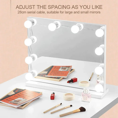 Hollywood Makeup Mirror with LED Bulbs – Desktop Vanity Mirror for Professional Makeup, Available in 4, 6, or 10 Bulbs