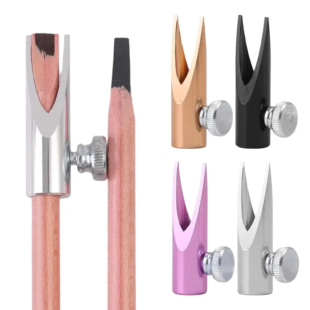 Aluminum Alloy Eyebrow Pen Sharpener - Microblading Pencil Sharpening Tool Kit for Makeup Beginners