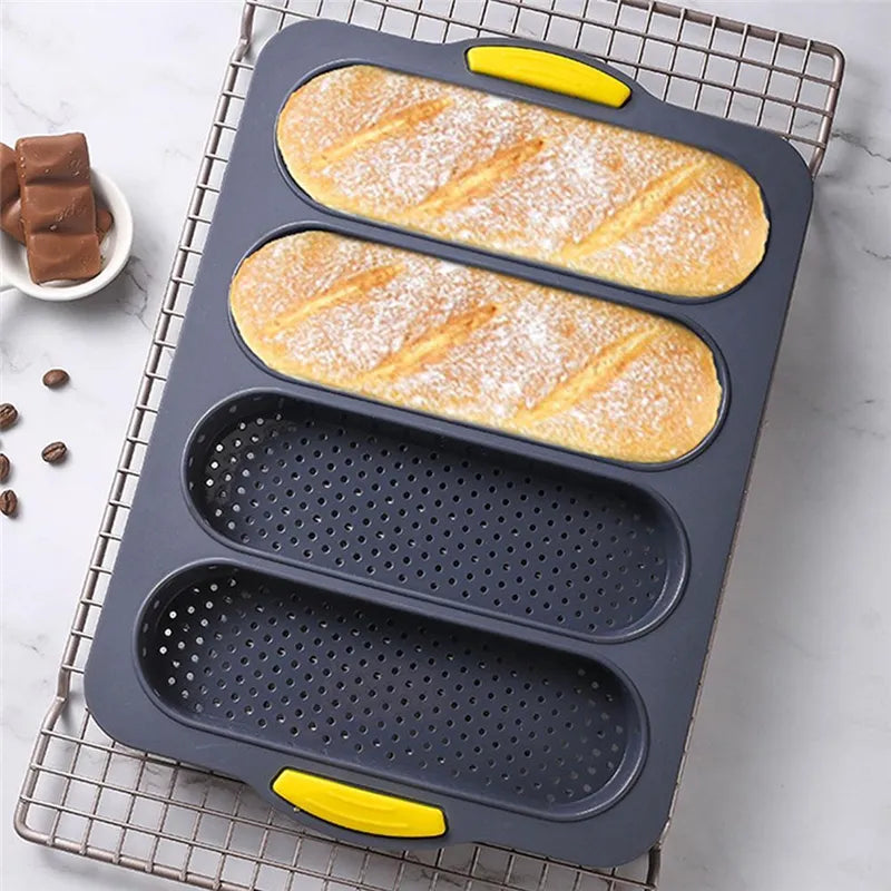 Restaurant Grade Silicone Baguette Bake Tray: Baking Mold for Bread, Anti-Scalding Non-Stick Oven Tool - Kitchen Accessories