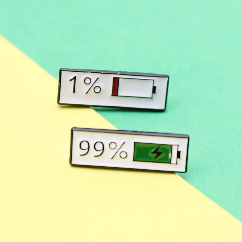 DIY Battery Energy Enamel Lapel Pin - Metal Brooch with 99% Energy Saving Design, Creative Jewelry Gift