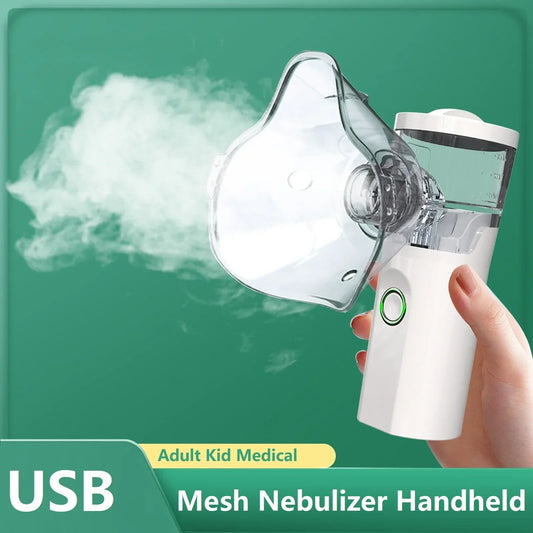 Outdoor Portable Nebulizer - Silent Mesh Mini First Aid Kit for Handheld Asthma Inhaler - Kids, Adults Emergency Device