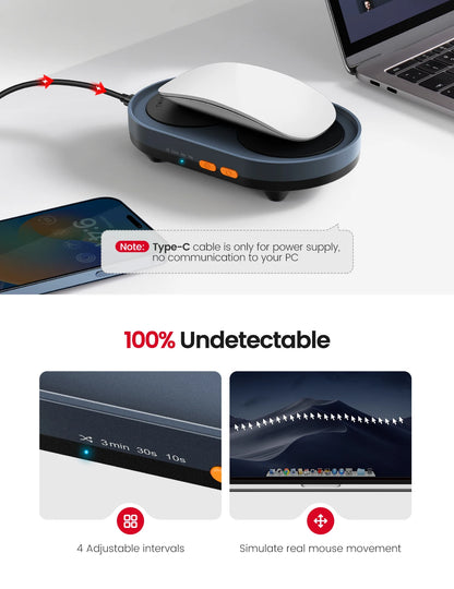 Vaydeer Dual Turntable Mouse Mover - Adjustable Intervals, ON/Off Switch, Undetectable & Noiseless - Simulates Mouse Activity