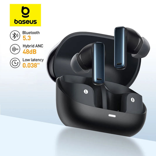 Baseus Bowie M2s ANC Earphones - Bluetooth 5.3, -48dB Active Noise Cancellation, 3D Spatial Audio Wireless Headphones