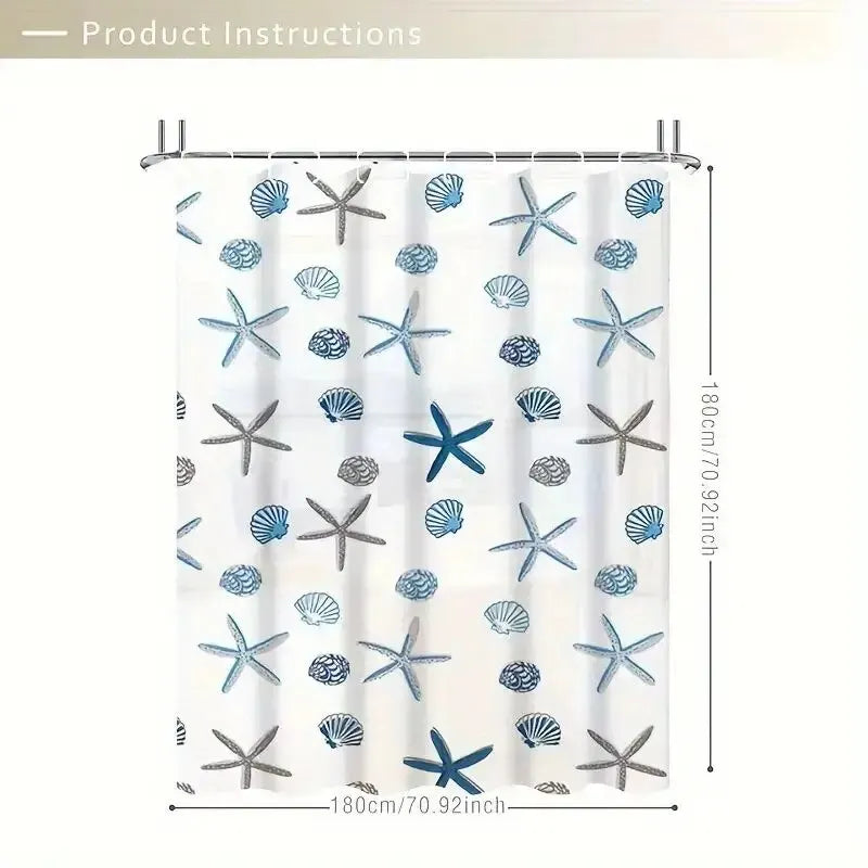 Patterned PEVA Shower Curtain – Waterproof Bathroom Partition and Decorative Accessory